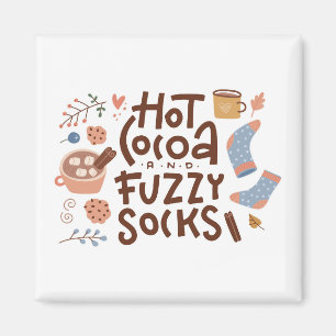 Cozy Hot Cocoa and Fuzzy Socks Design Magnet