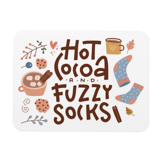 Cozy Hot Cocoa and Fuzzy Socks Design Magnet (Horizontal)