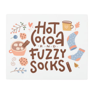 Cozy Hot Cocoa and Fuzzy Socks Design Metal Print