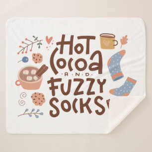 Cozy Hot Cocoa and Fuzzy Socks Design Sherpa Blanket