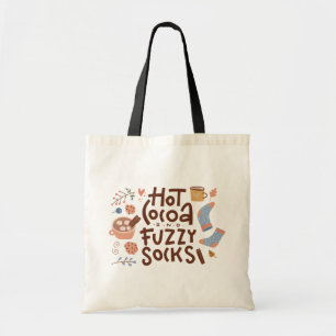 Cozy Hot Cocoa and Fuzzy Socks Design Tote Bag