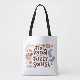 Cozy Hot Cocoa and Fuzzy Socks Design Tote Bag