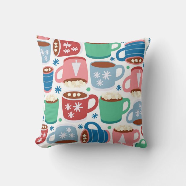 Cozy Hot Cocoa Delight Throw Pillow (Front)