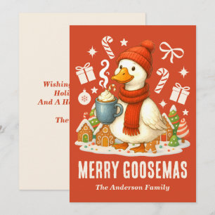 Cozy Hot Cocoa Goose Christmas Holiday Card