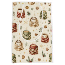 Cozy Hot Cocoa Mugs Plaid Scarves Christmas