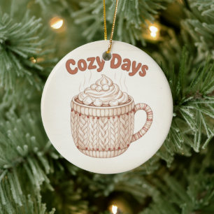 Cozy Hot Cocoa Warm Marshmallow Mug Holiday Ceramic Ornament