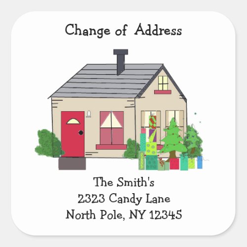 Cozy House Change of Address Square Sticker