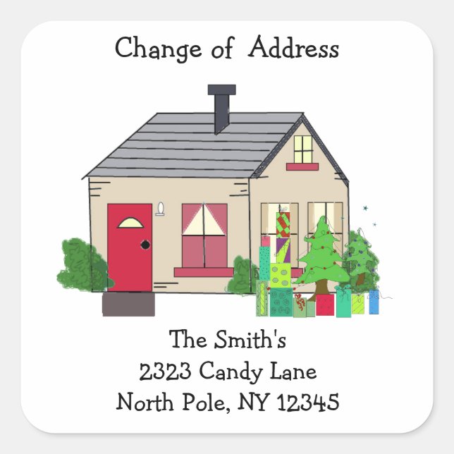 Cozy House Change of Address Square Sticker (Front)