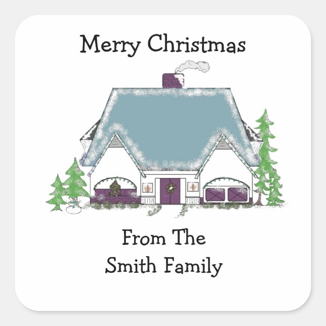 Cozy House Change of Address Square Sticker (Front)