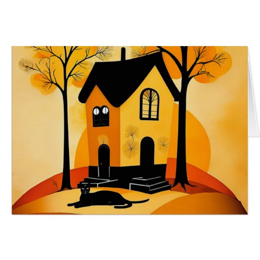 Cozy House Greeting Card (Front Horizontal)