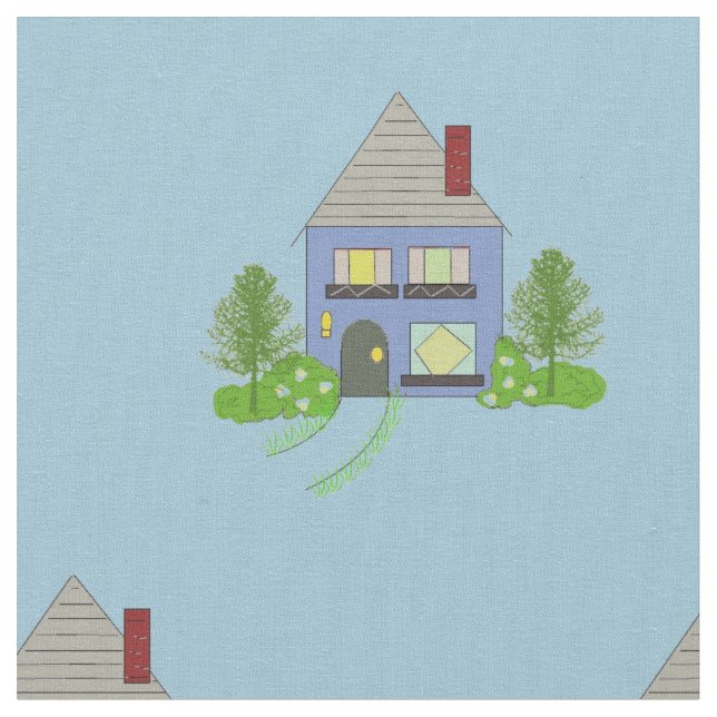 Cozy Houses Fabric (Close Up)