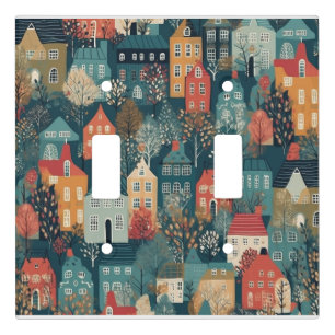 Cozy Hygge Village Nordic Folk Art Light Switch Cover
