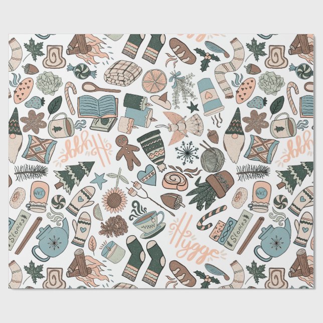 Cozy Hygge Wrapping Paper - Christmas Gift Wrap (Flat)