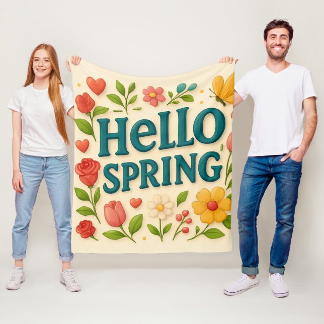 Cozy into Spring – “Hello Spring” Fleece Blanket (In Situ)