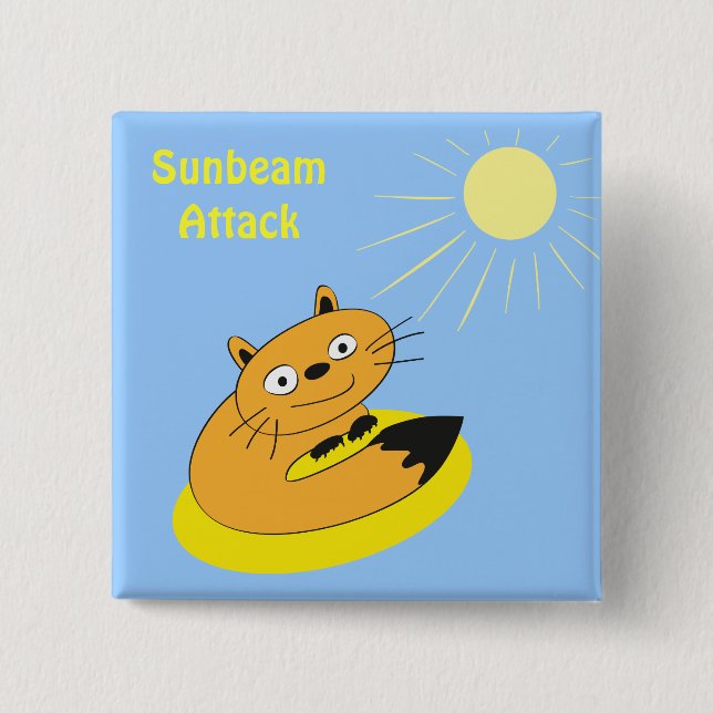 Cozy Introvert Cat Sunbeam Humor Illustration Button (Front)