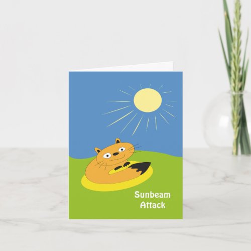 Cozy Introvert Cat Sunbeam Humor Illustration Card