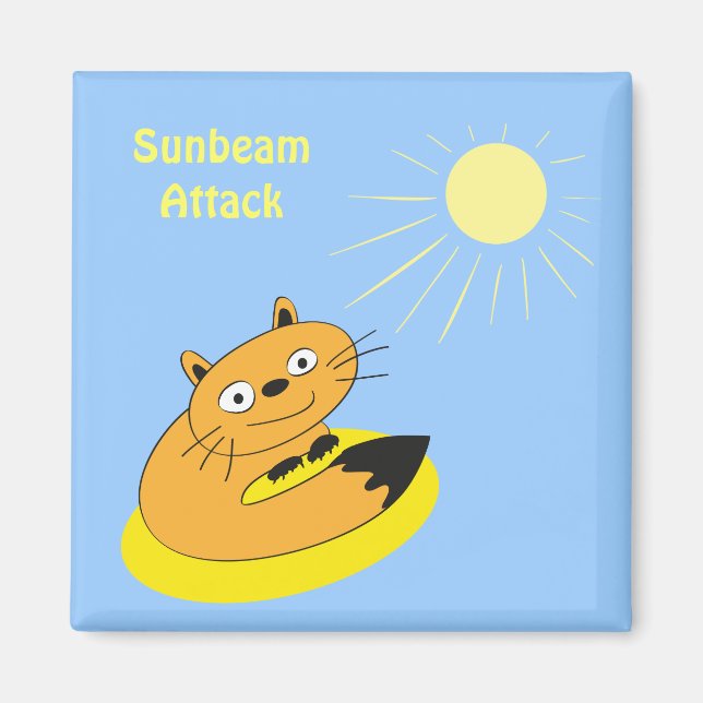 Cozy Introvert Cat Sunbeam Humor Illustration Magnet (Front)