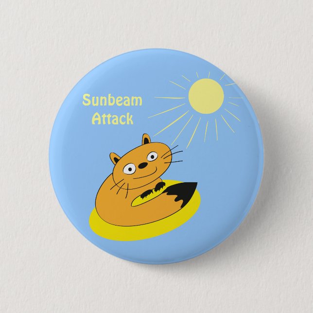 Cozy Introvert Cat Sunbeam Humor Illustration Pinback Button (Front)