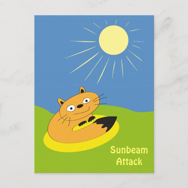 Cozy Introvert Cat Sunbeam Humor Illustration Postcard (Front)