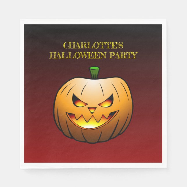 Cozy Jack o'lantern Halloween Pumpkin Napkins (Front)