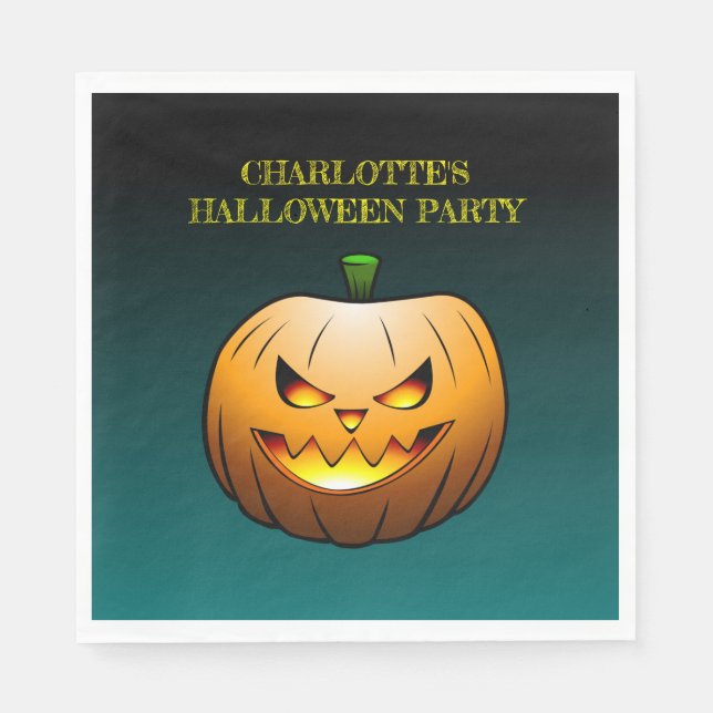 Cozy Jack o'lantern Halloween Pumpkin Napkins (Front)