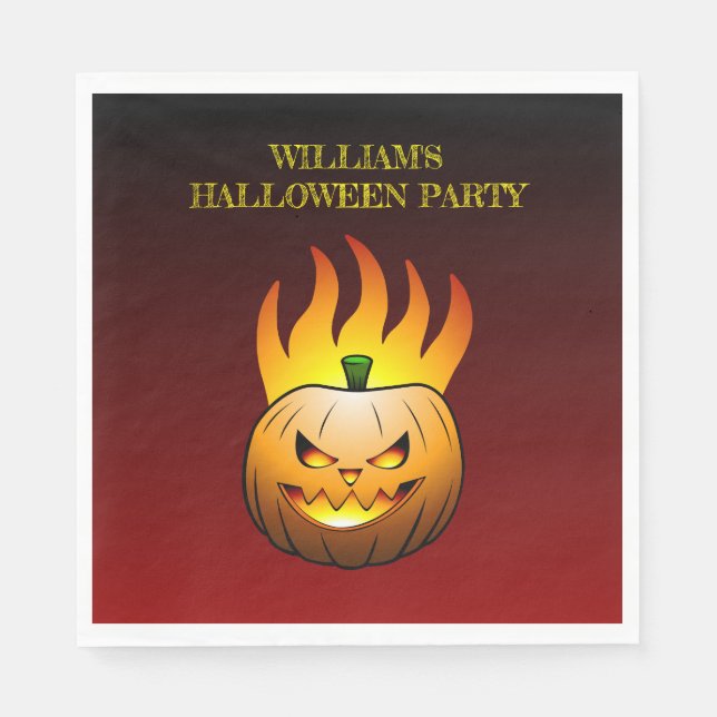 Cozy Jack o'lantern Halloween Pumpkin Napkins (Front)