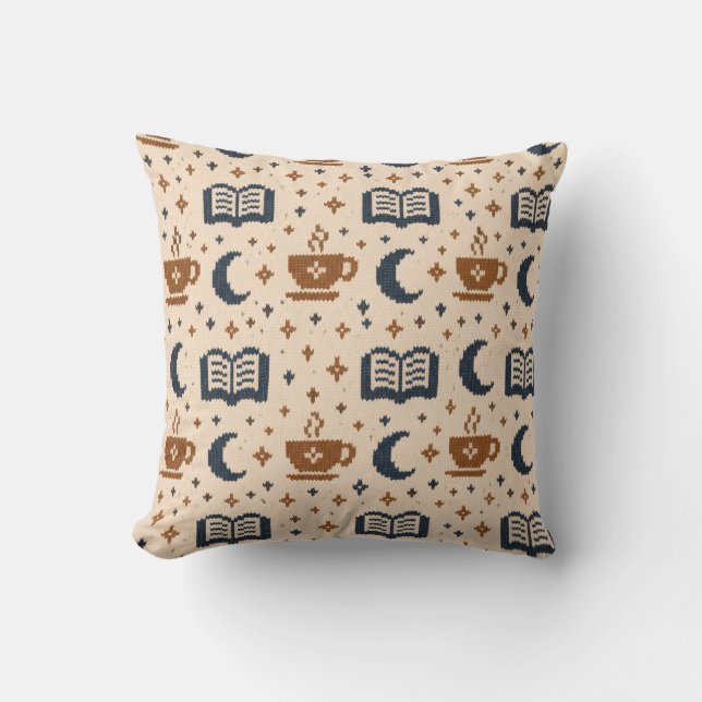 Cozy Jacquard Knit Pattern Personalized Throw Pillow (Front)