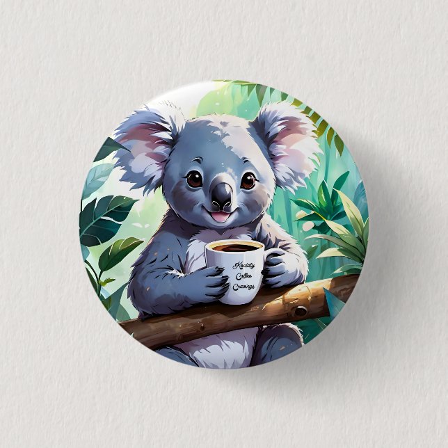 Cozy Jungle Koala Coffee Button (Front)