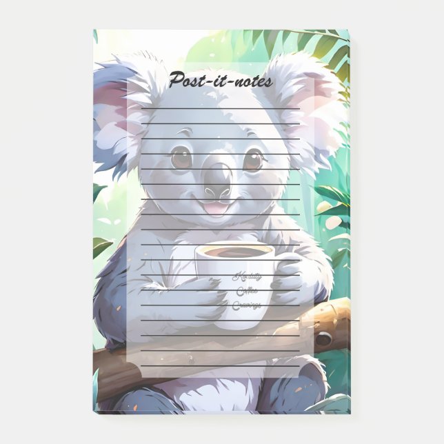 Cozy Jungle Koala Coffee Post-it Notes (Front)