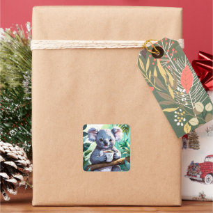 Cozy Jungle Koala Coffee Square Sticker