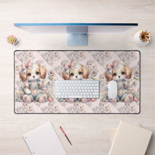 Cozy Kawaii Cottagecore Farmcore Puppy Style Desk Mat