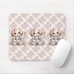 Cozy Kawaii Cottagecore Farmcore Puppy Style Mouse Pad