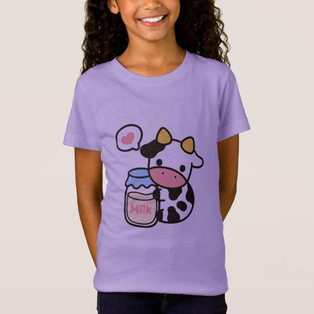 Cozy Kawaii Cow & Milk Jar Sweatshirt T-Shirt (Front)