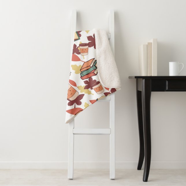 Cozy Kawaii Fall Vibes Sherpa Blanket (In Situ)