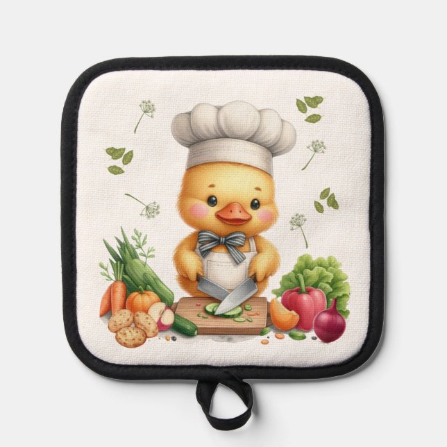 Cozy Kitchen Ducks Cute Cooking Design Pot Holder (Front)