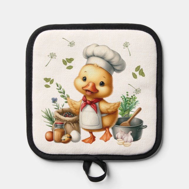 Cozy Kitchen Ducks Cute Cooking Design Pot Holder (Front)
