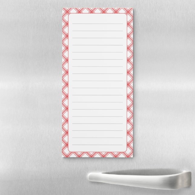 Cozy Kitchen Grocery List Red Plaid Magnetic Notepad (In Situ)