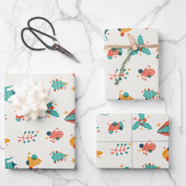 Cozy Kitchen Teapot Pattern Wrapping Paper Sheets (Front)