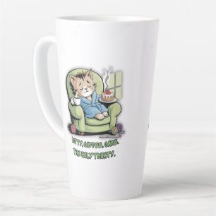 Cozy Kitten with Coffee and Cake – Funny Cat Latte Mug