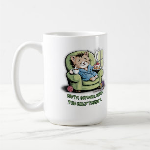 Cozy Kitten with Coffee and Cake – Funny Cat Mug