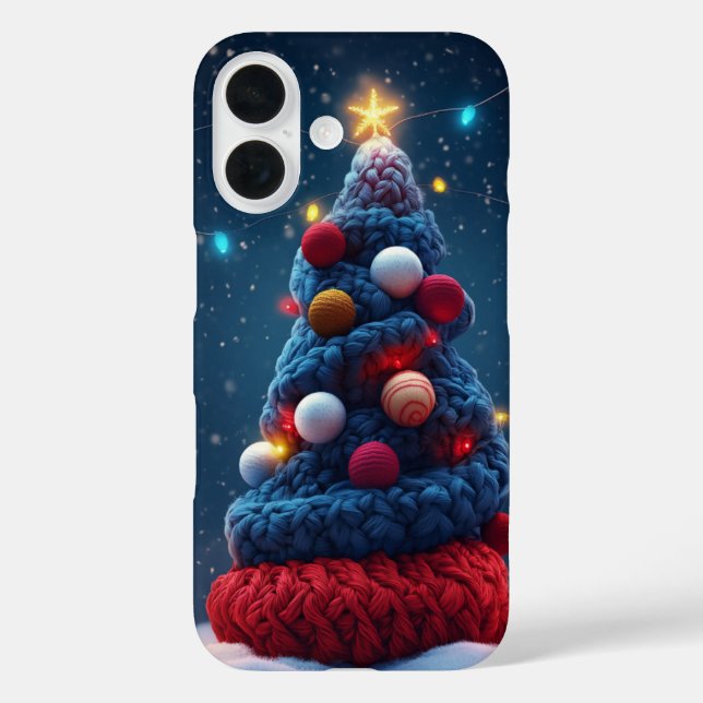 Cozy Knit Christmas Tree Blue Red  Case-Mate iPhone Case (Back)