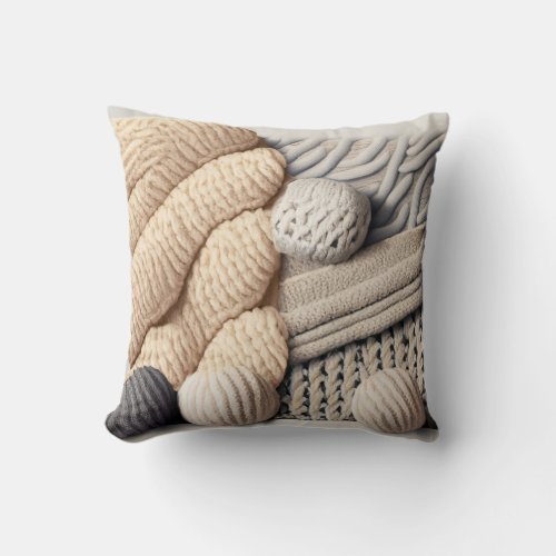 Cozy Knit Collage Throw Pillow Soft Square