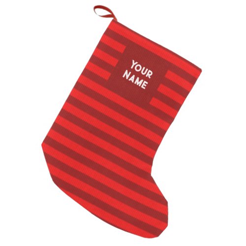 Cozy Knit Look Classic Red Stripe with your name Small Christmas Stocking