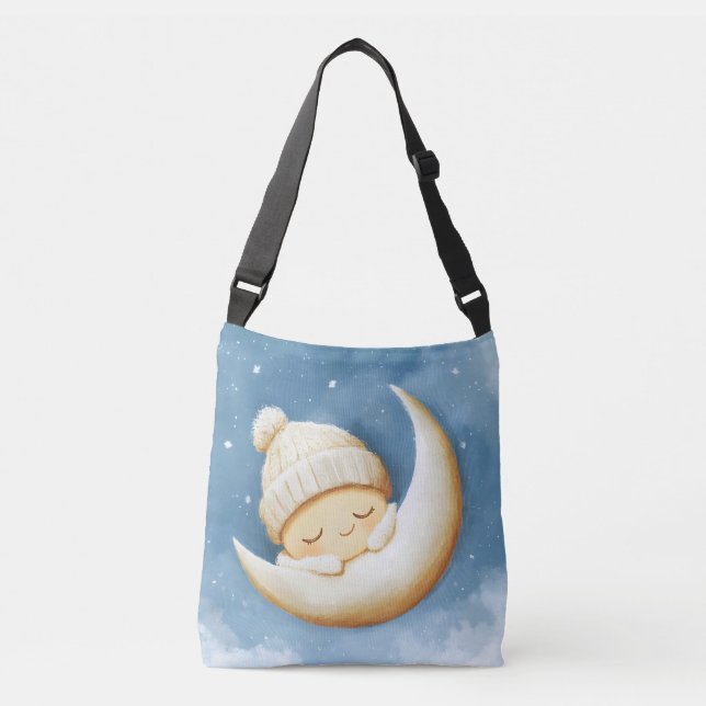 Cozy Knit Nap Cresent Moon Crossbody Bag (Front)