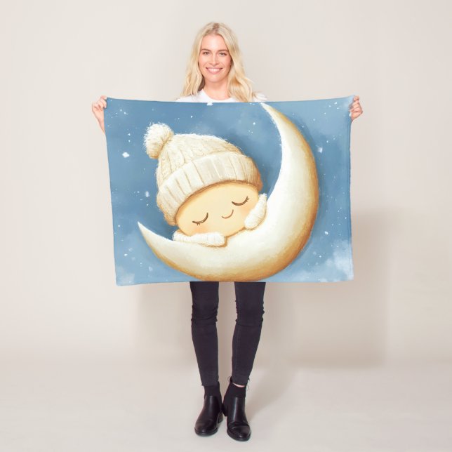 Cozy Knit Nap Cresent Moon Fleece Blanket (In Situ)