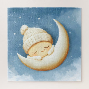 Cozy Knit Nap Cresent Moon Jigsaw Puzzle