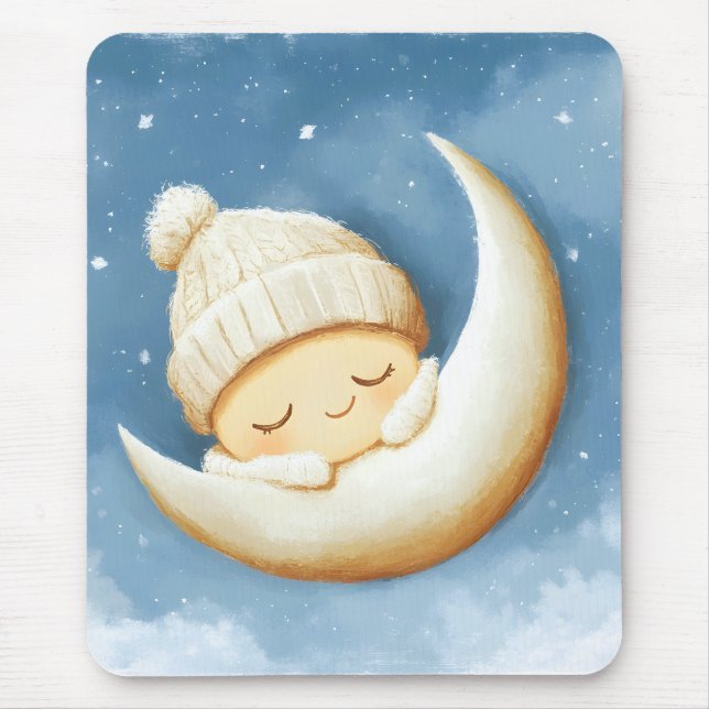 Cozy Knit Nap Cresent Moon Mouse Pad (Front)