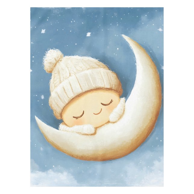 Cozy Knit Nap Cresent Moon Tablecloth (Front)