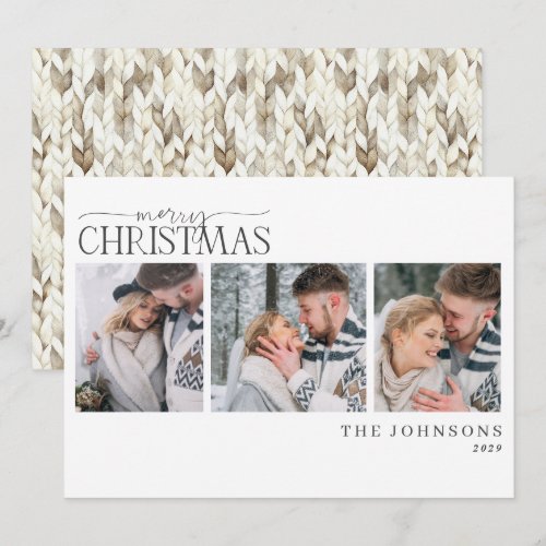 Cozy Knit Newlywed Christmas Photo Holiday Card