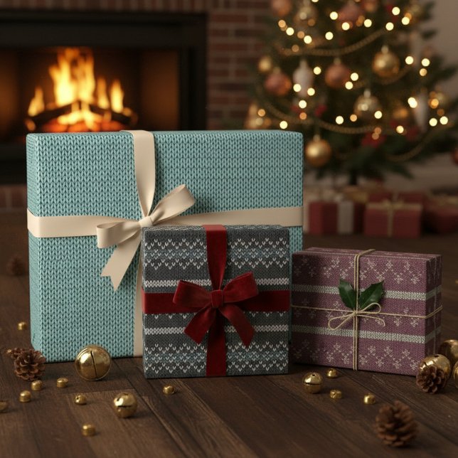 Cozy Knit Pattern Wrapping Paper Set (Creator Uploaded)